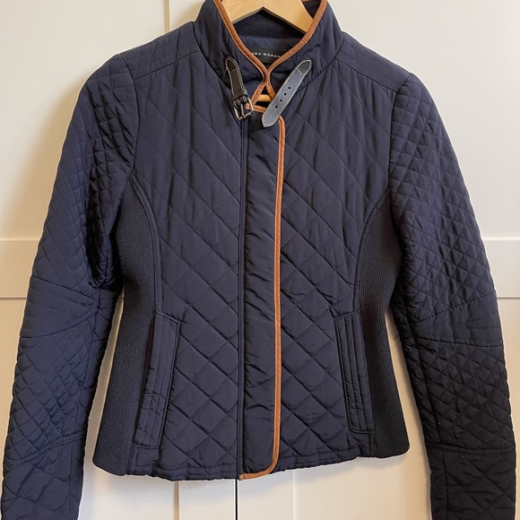 Zara navy quilted jacket - Picture 1 of 7